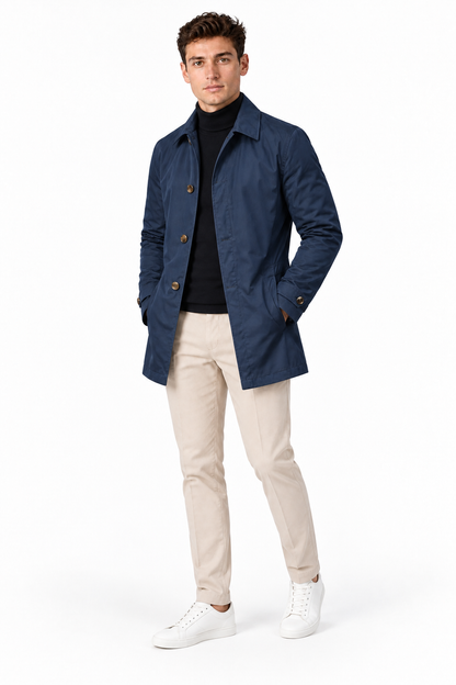 Men's Slim Fit Mid-Length Mac Coat | Glitz & Fashion