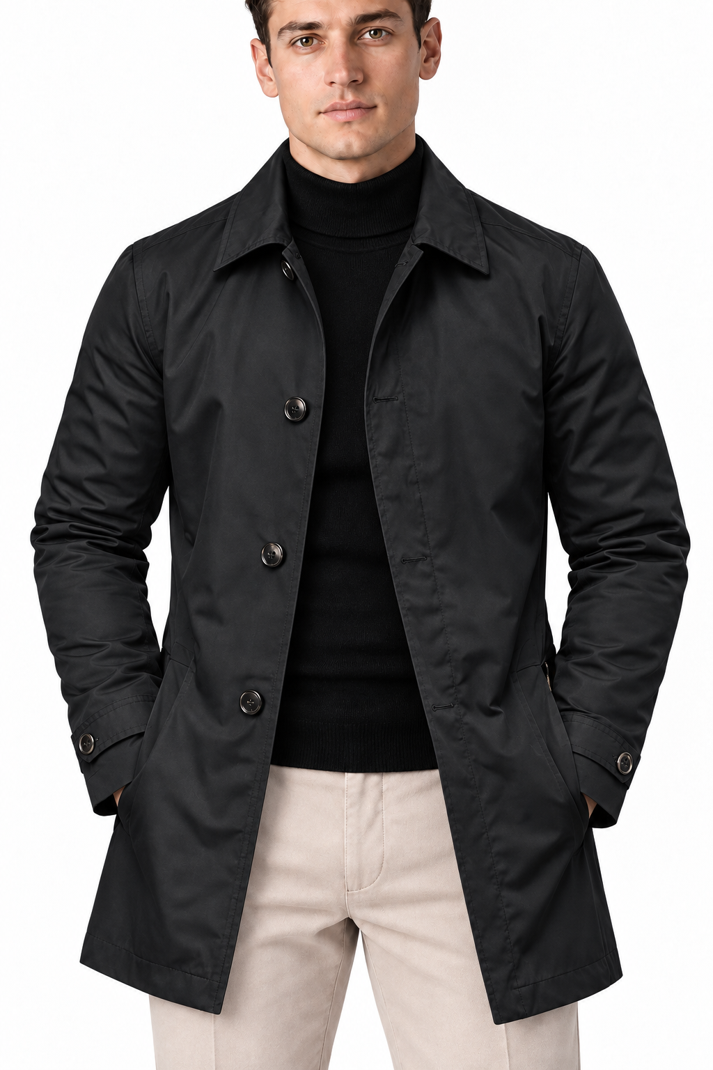 Men's Slim Fit Mid-Length Mac Coat | Glitz & Fashion