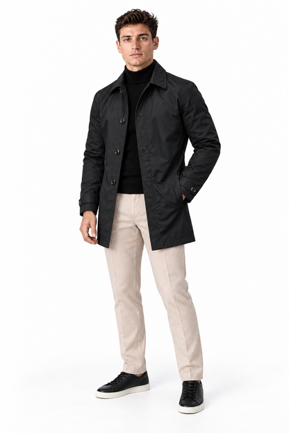 Men's Slim Fit Mid-Length Mac Coat | Glitz & Fashion