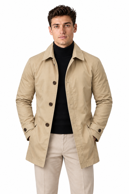 Men's Slim Fit Mid-Length Mac Coat | Glitz & Fashion