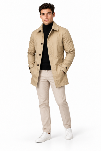 Men's Slim Fit Mid-Length Mac Coat | Glitz & Fashion