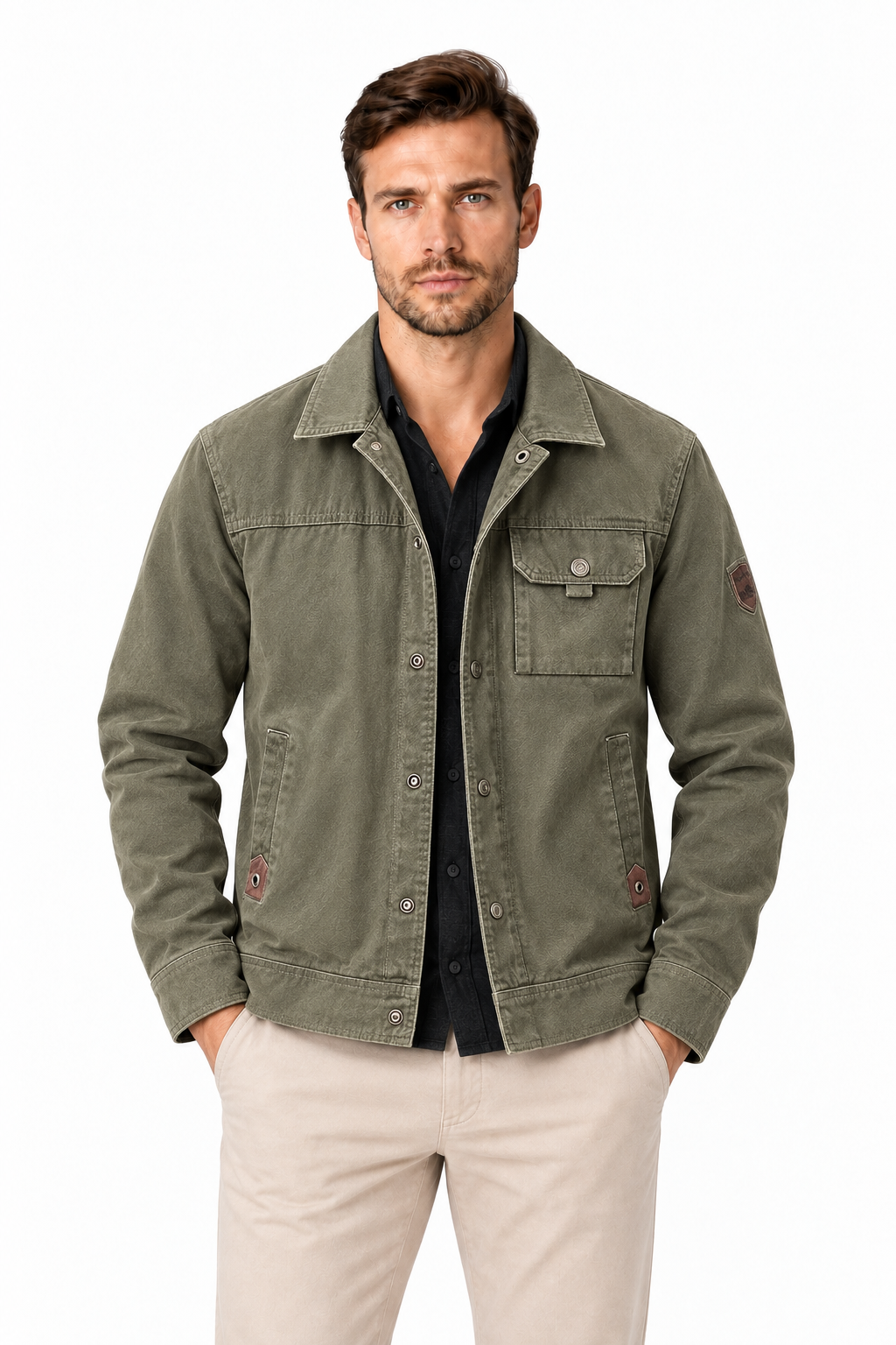 Men's Utility Button-Up Jacket | Glitz & Fashion