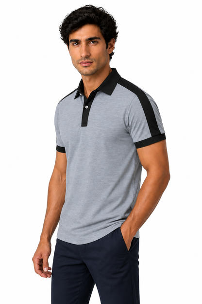 Men's Business Polo Contrast Trim Refined Fit | Glitz & Fashion