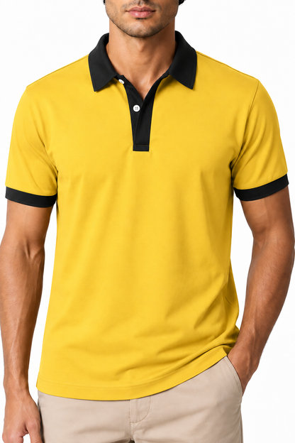 Men's Business Polo Contrast Trim Refined Fit | Glitz & Fashion