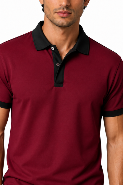 Men's Business Polo Contrast Trim Refined Fit | Glitz & Fashion