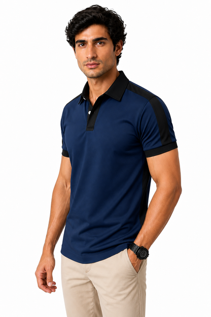 Men's Business Polo Contrast Trim Refined Fit | Glitz & Fashion
