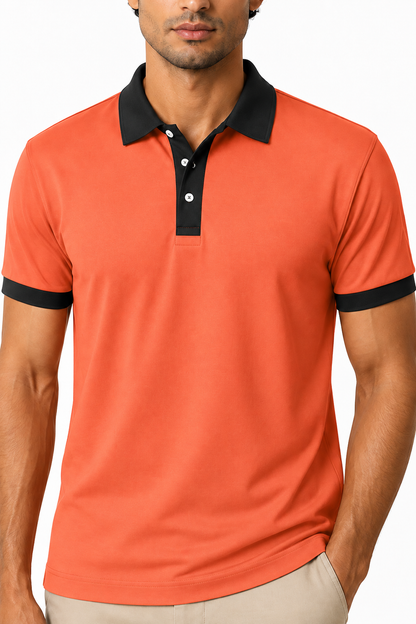 Men's Business Polo Contrast Trim Refined Fit | Glitz & Fashion