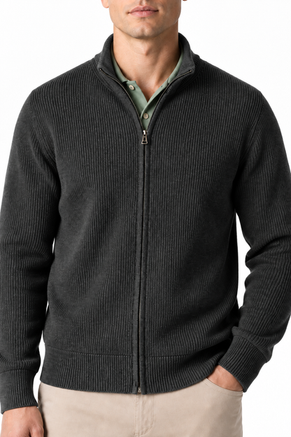 Men's Zip Cardigan Heavyweight Knit Stand Collar | Glitz & Fashion