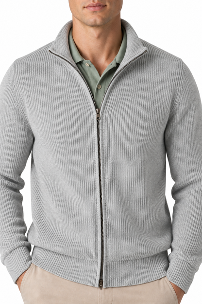 Men's Zip Cardigan Heavyweight Knit Stand Collar | Glitz & Fashion