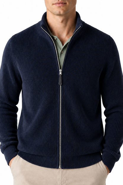 Men's Zip Cardigan Heavyweight Knit Stand Collar | Glitz & Fashion