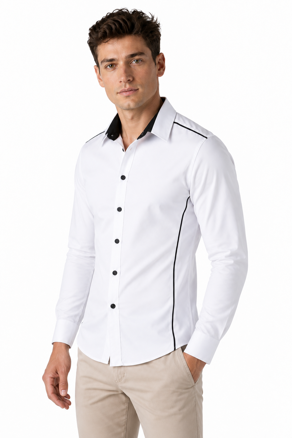 Men's Shirt Slim Fit Contrast Collar | Glitz & Fashion