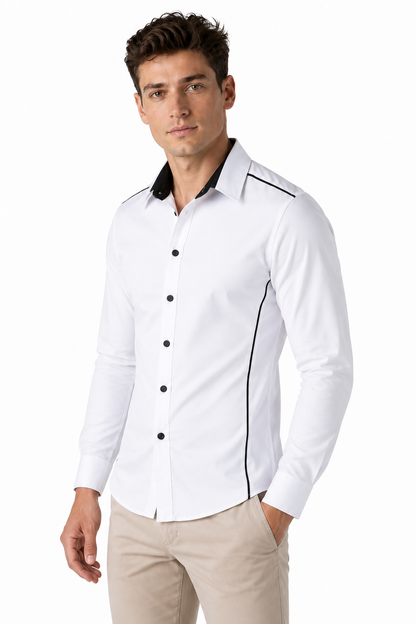 Men's Shirt Slim Fit Contrast Collar | Glitz & Fashion