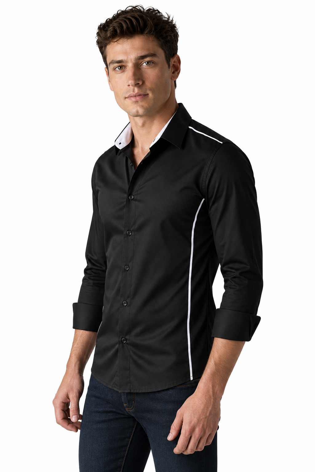 Men's Shirt Slim Fit Contrast Collar | Glitz & Fashion