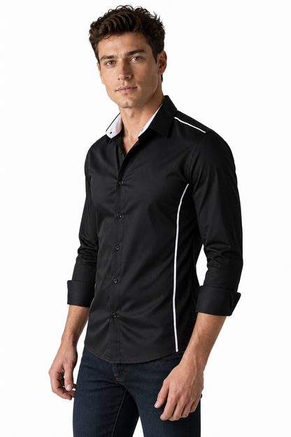 Men's Shirt Slim Fit Contrast Collar | Glitz & Fashion