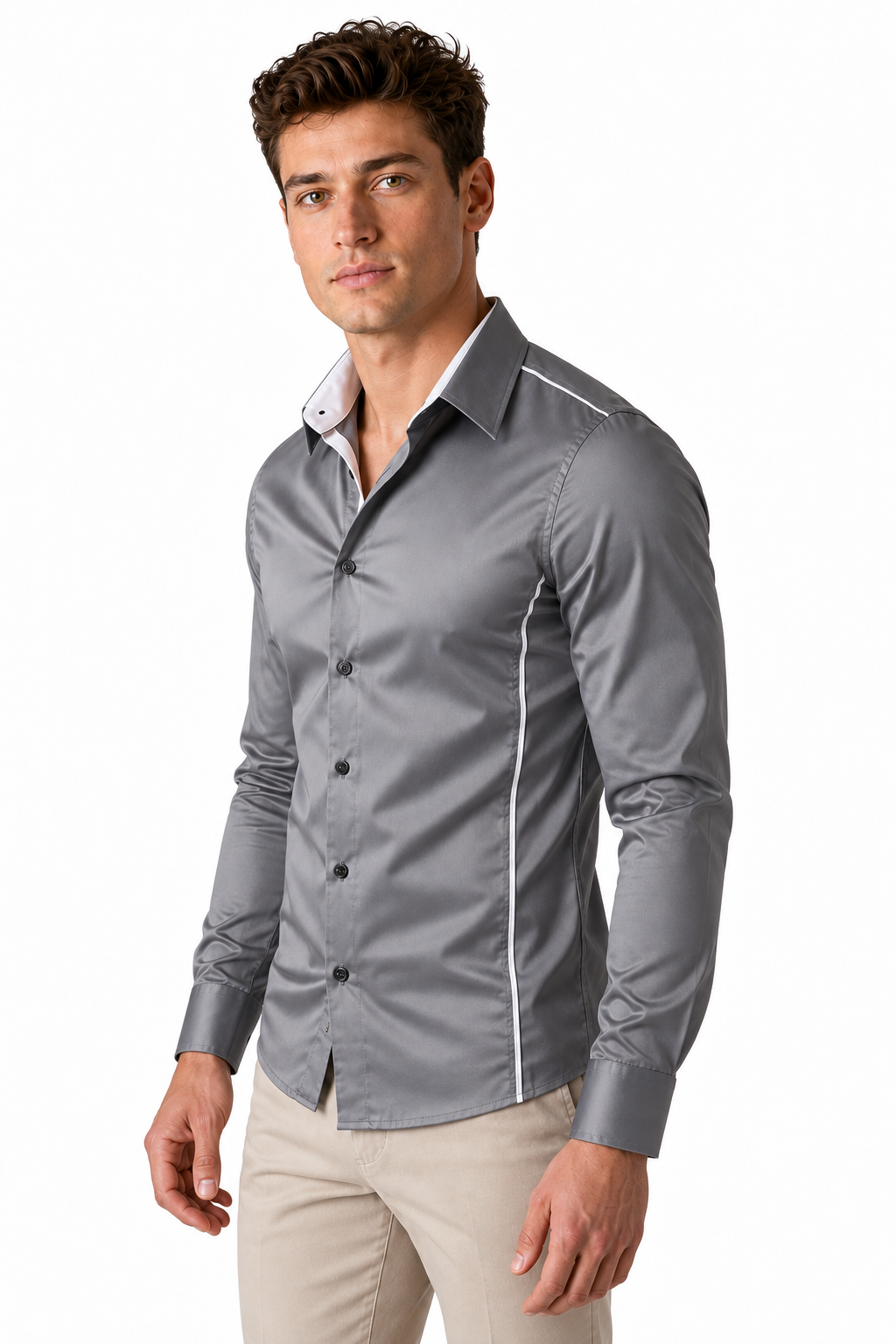 Men's Shirt Slim Fit Contrast Collar | Glitz & Fashion