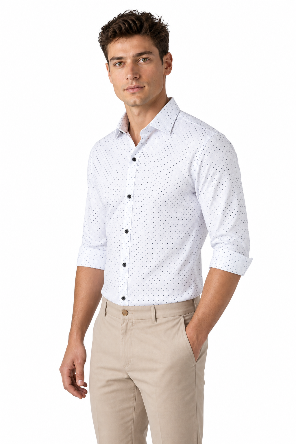 Men's Dress Shirt Polka-Dot Pattern Tailored Fit | Glitz & Fashion