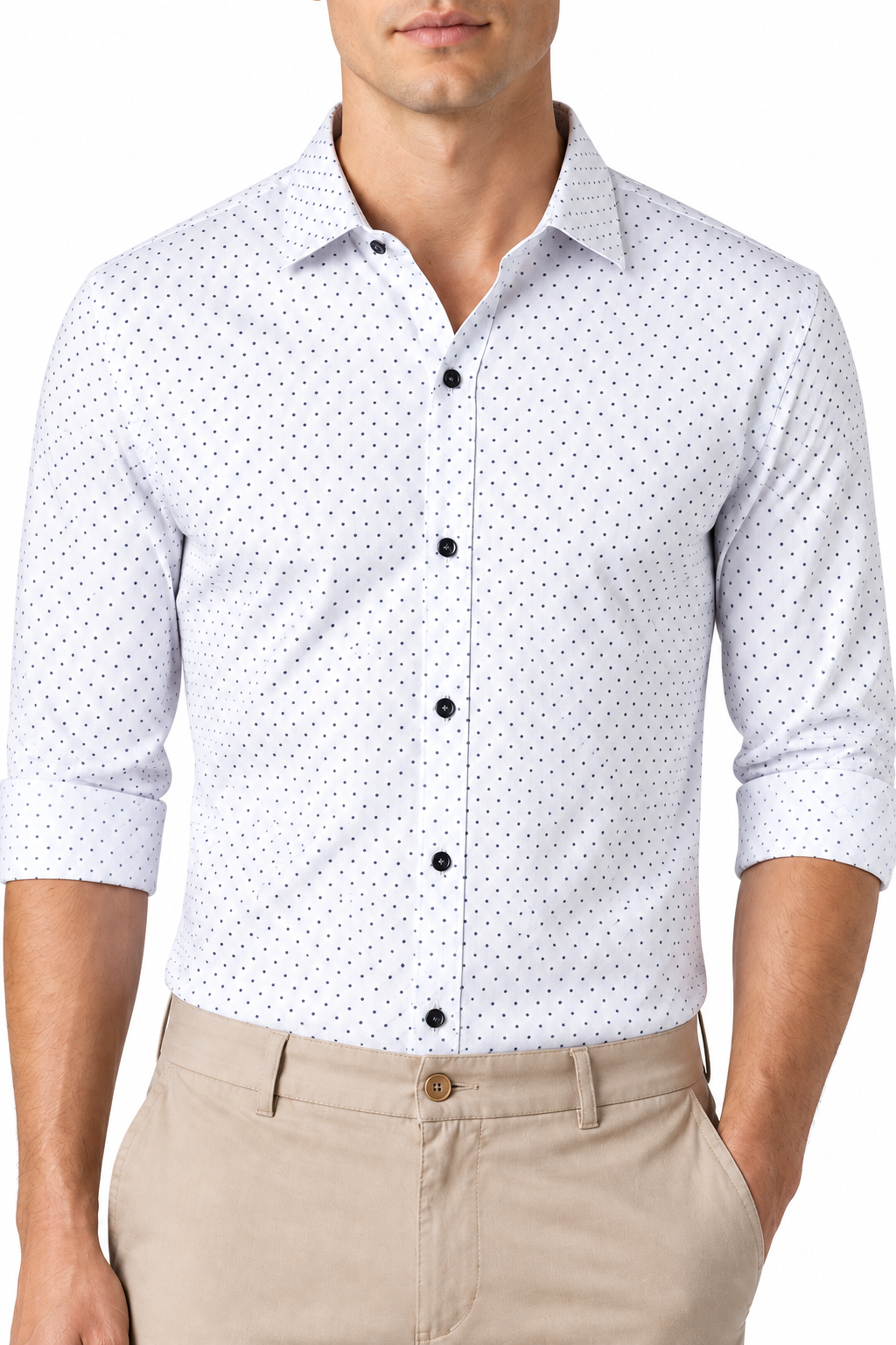 Men's Dress Shirt Polka-Dot Pattern Tailored Fit | Glitz & Fashion