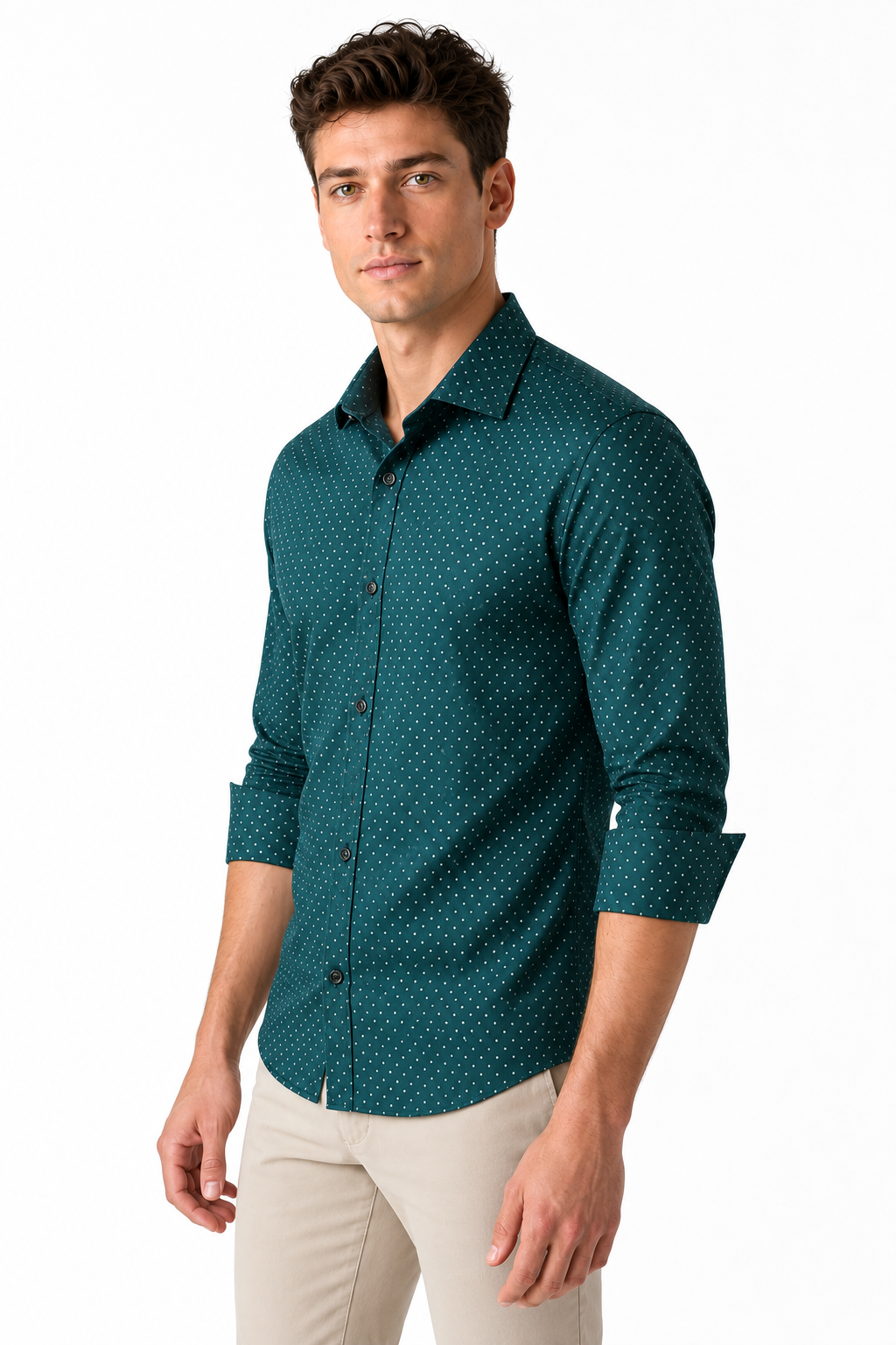 Men's Dress Shirt Polka-Dot Pattern Tailored Fit | Glitz & Fashion
