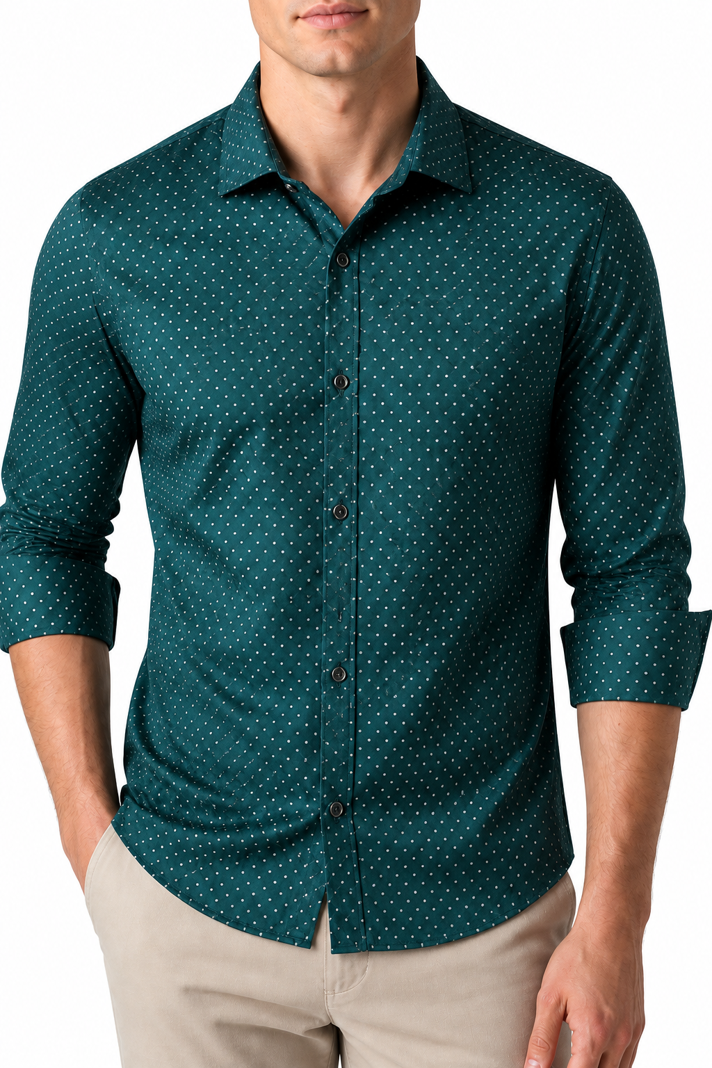 Men's Dress Shirt Polka-Dot Pattern Tailored Fit | Glitz & Fashion