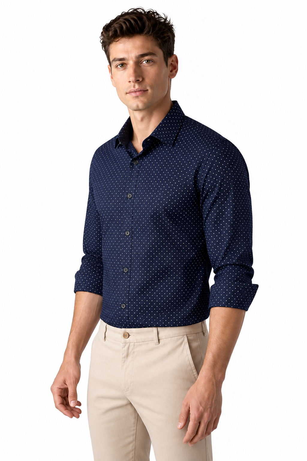 Men's Dress Shirt Polka-Dot Pattern Tailored Fit | Glitz & Fashion