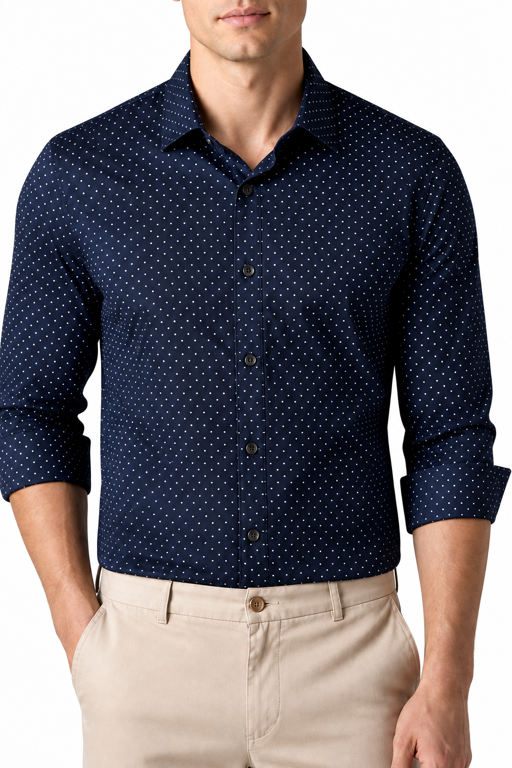 Men's Dress Shirt Polka-Dot Pattern Tailored Fit | Glitz & Fashion