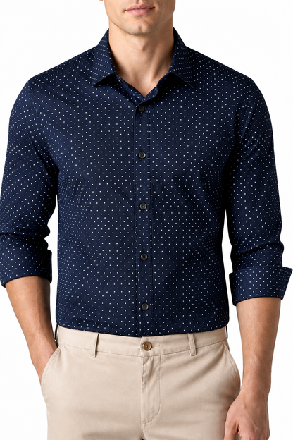 Men's Dress Shirt Polka-Dot Pattern Tailored Fit | Glitz & Fashion