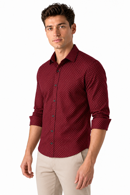 Men's Dress Shirt Polka-Dot Pattern Tailored Fit | Glitz & Fashion