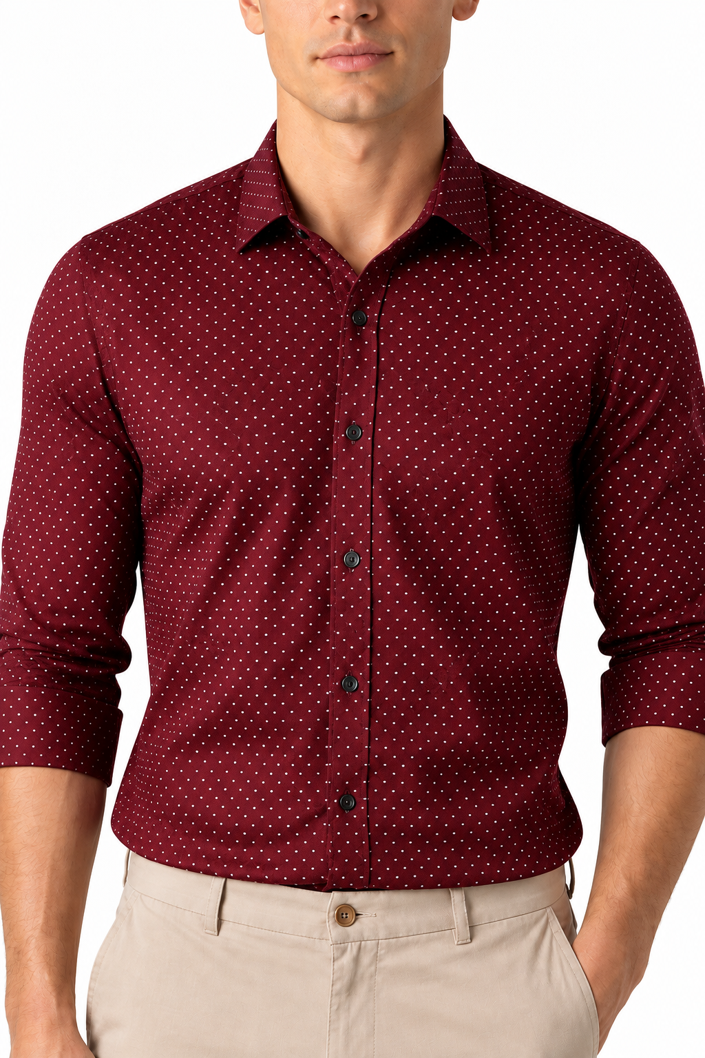 Men's Dress Shirt Polka-Dot Pattern Tailored Fit | Glitz & Fashion