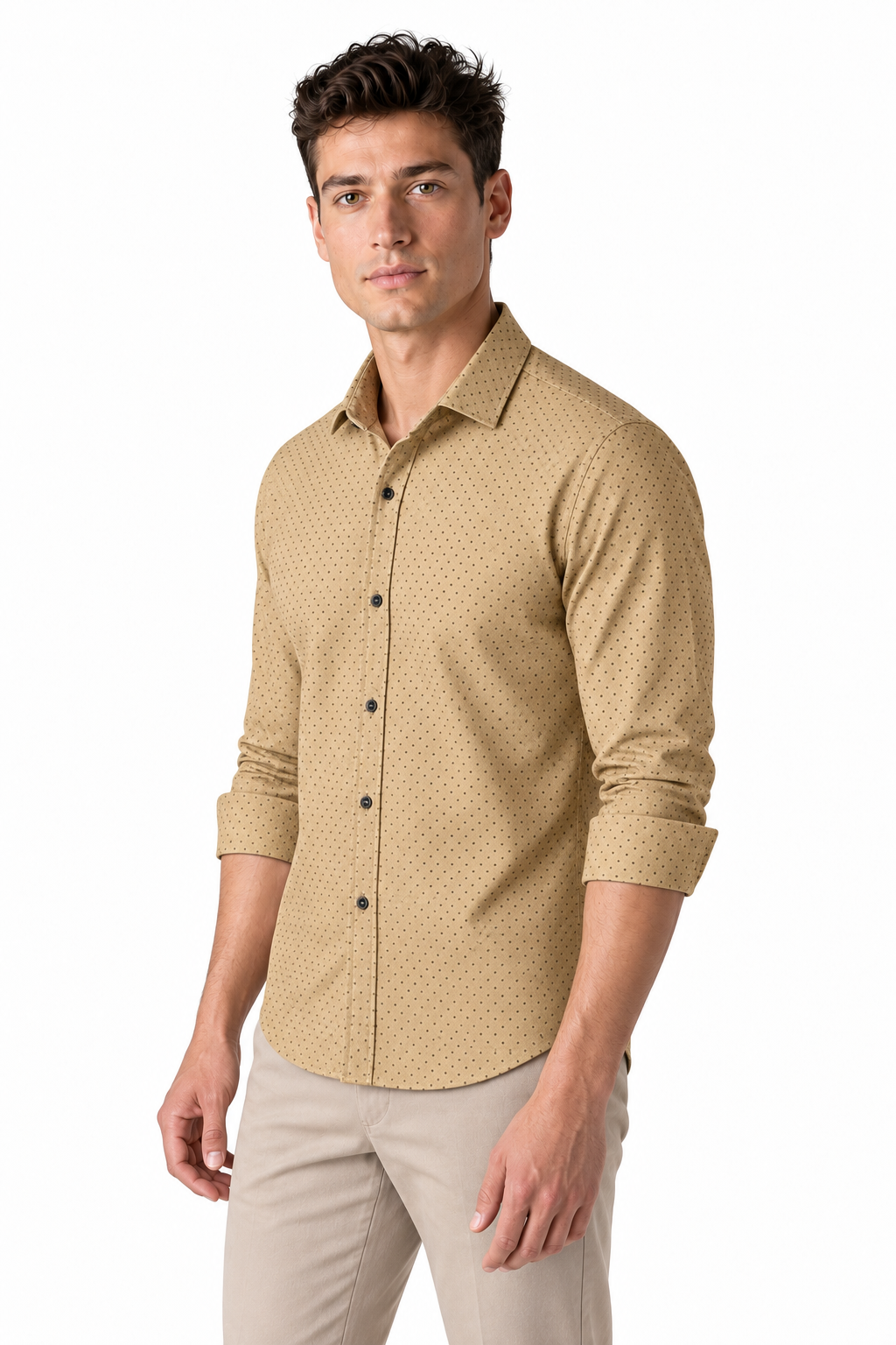 Men's Dress Shirt Polka-Dot Pattern Tailored Fit | Glitz & Fashion