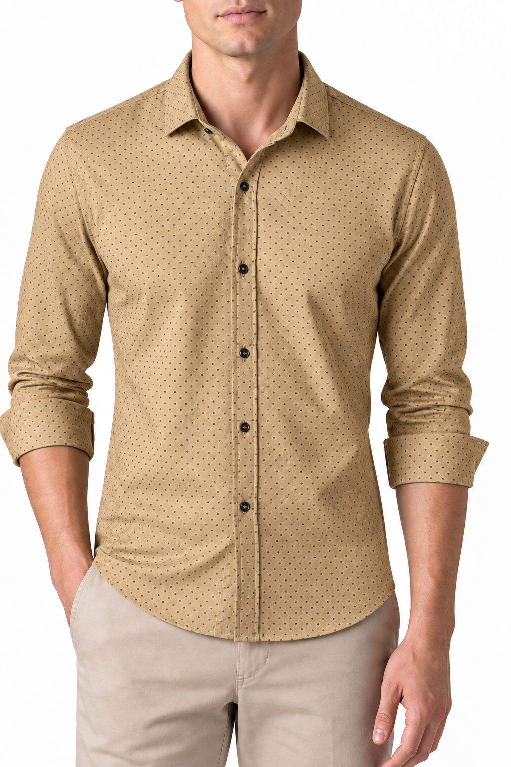Men's Dress Shirt Polka-Dot Pattern Tailored Fit | Glitz & Fashion