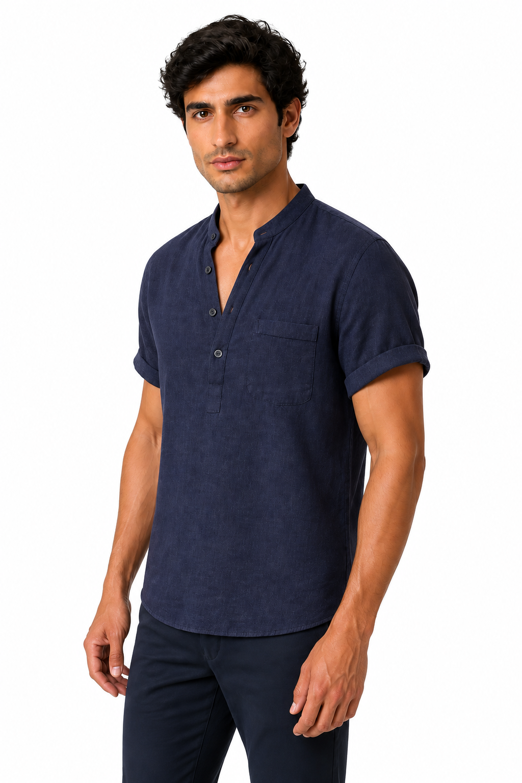 Men's V-Neck Shirt Casual Fit Linen Fabric | Glitz & Fashion