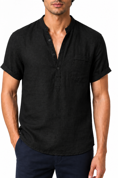Men's V-Neck Shirt Casual Fit Linen Fabric | Glitz & Fashion