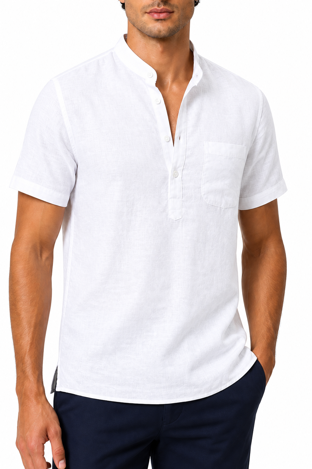 Men's V-Neck Shirt Casual Fit Linen Fabric | Glitz & Fashion
