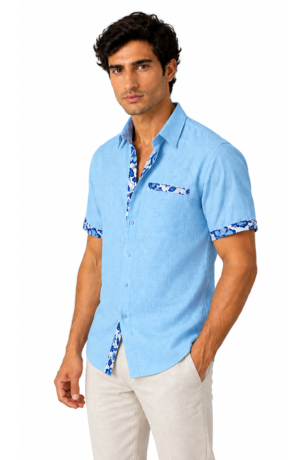 Men's Vacation Shirt Floral Trim Relaxed Fit | Glitz & Fashion