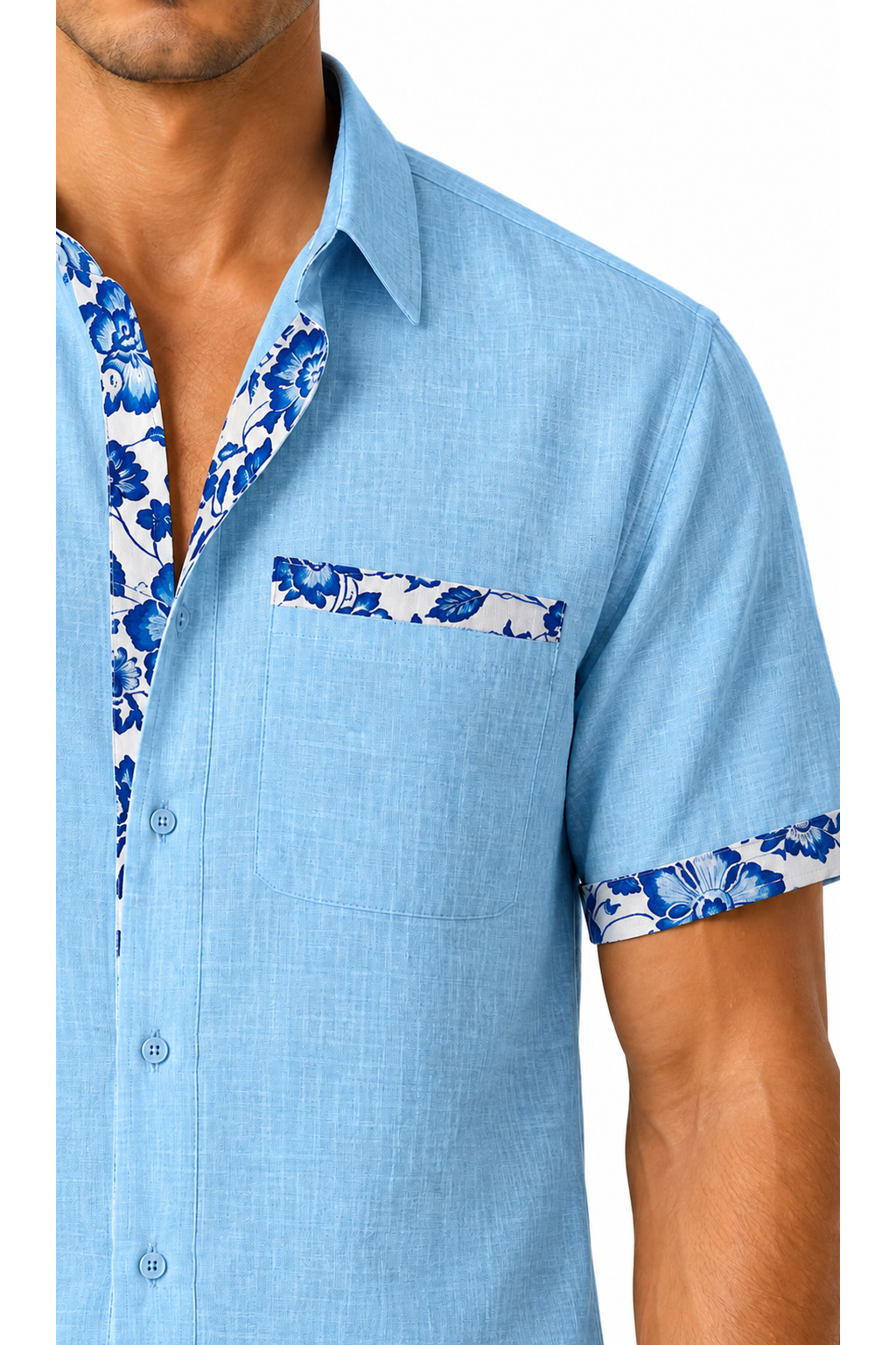 Men's Vacation Shirt Floral Trim Relaxed Fit | Glitz & Fashion