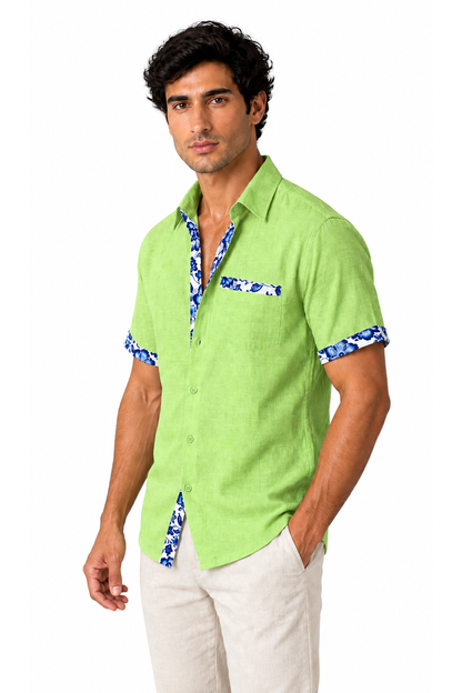 Men's Vacation Shirt Floral Trim Relaxed Fit | Glitz & Fashion