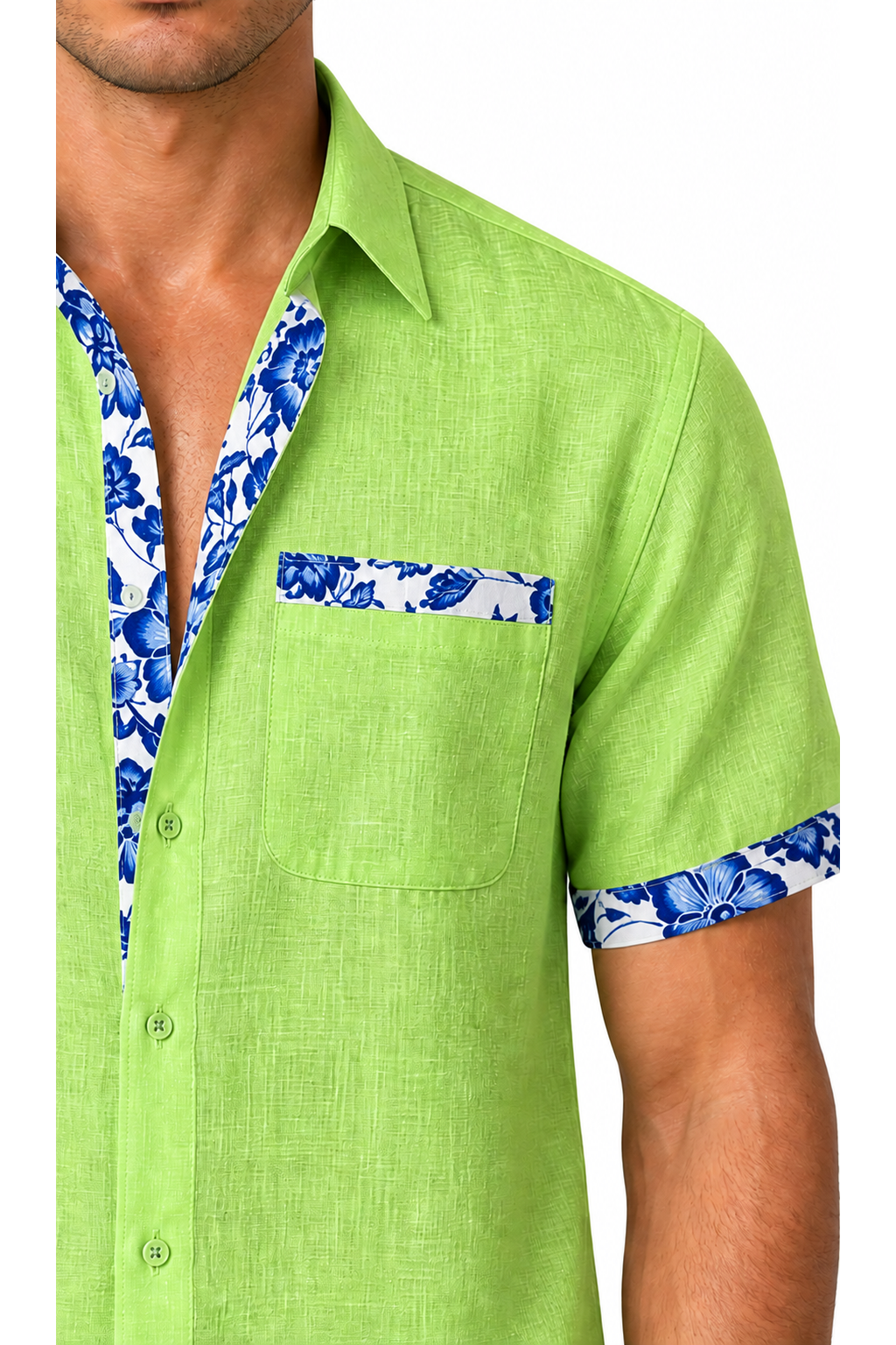 Men's Vacation Shirt Floral Trim Relaxed Fit | Glitz & Fashion