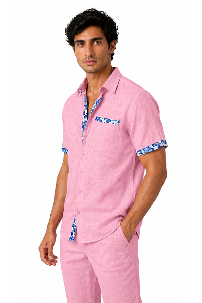 Men's Vacation Shirt Floral Trim Relaxed Fit | Glitz & Fashion