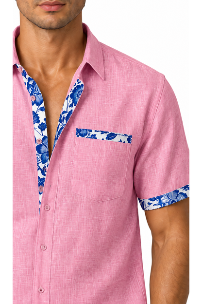 Men's Vacation Shirt Floral Trim Relaxed Fit | Glitz & Fashion