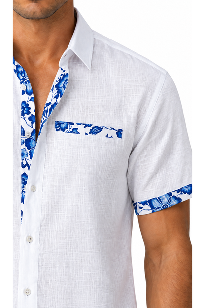 Men's Vacation Shirt Floral Trim Relaxed Fit | Glitz & Fashion