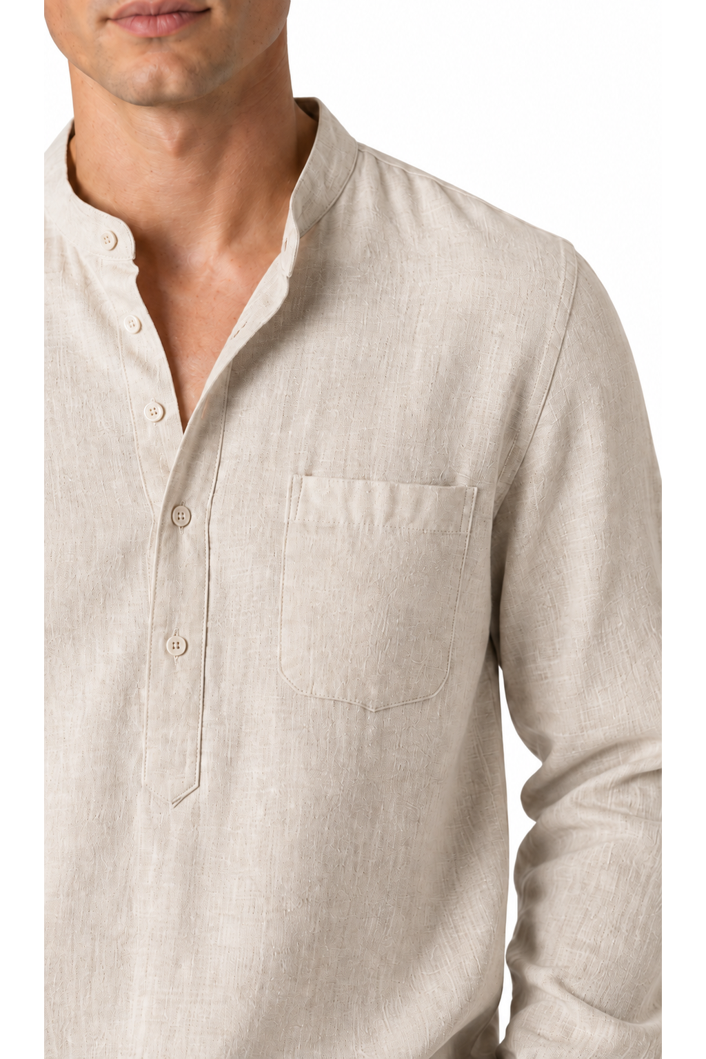 Men's Henley Shirt Vintage Style Linen Fabric | Glitz & Fashion