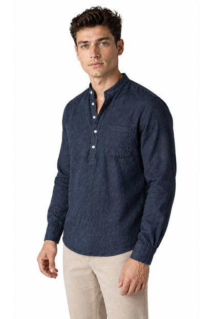 Men's Henley Shirt Vintage Style Linen Fabric | Glitz & Fashion