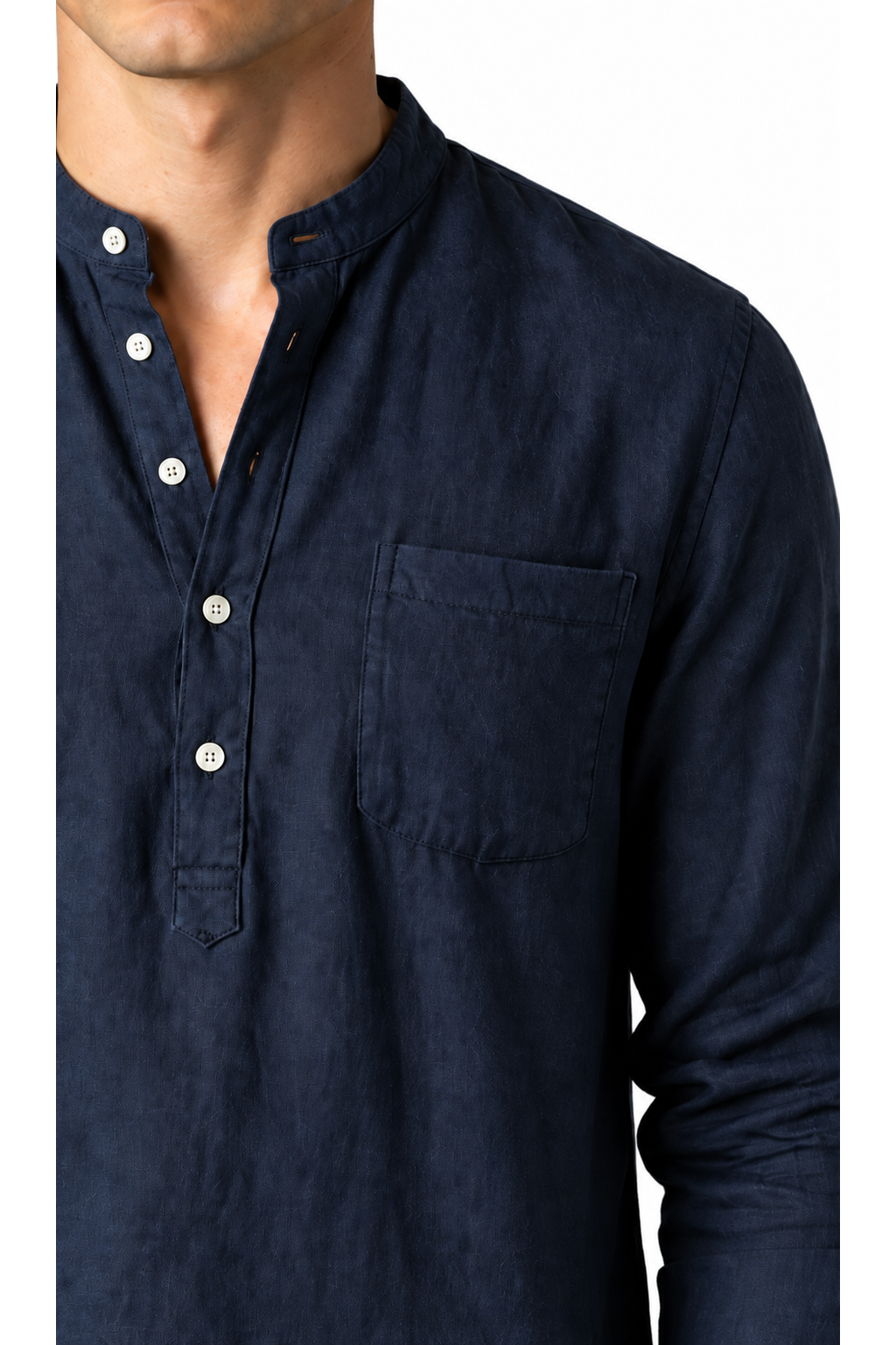 Men's Henley Shirt Vintage Style Linen Fabric | Glitz & Fashion