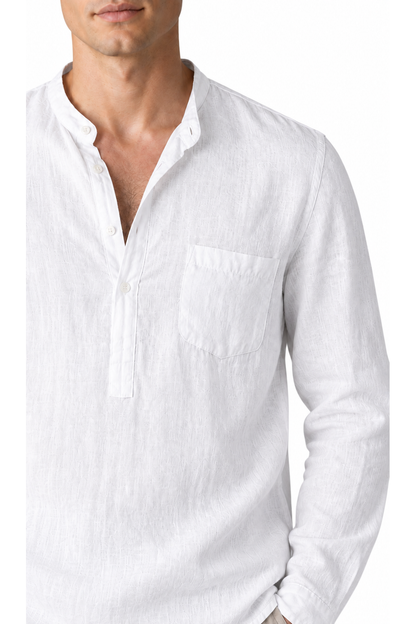 Men's Henley Shirt Vintage Style Linen Fabric | Glitz & Fashion