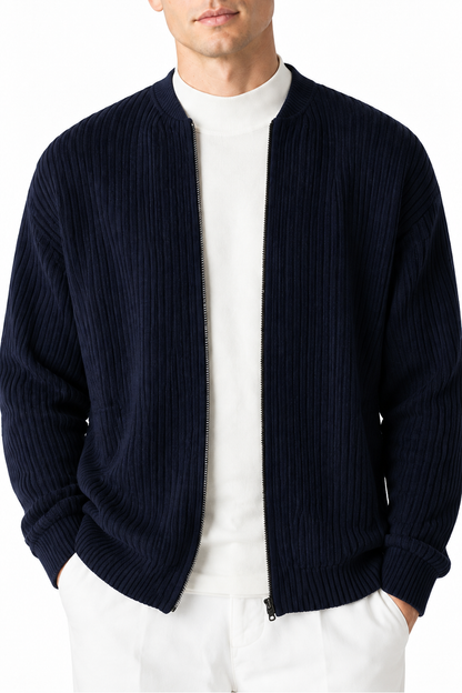 Men's Zip Cardigan Waffle Knit Funnel Neck | Glitz & Fashion