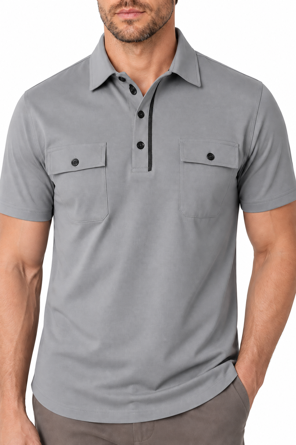 Men's Polo Shirt Utility Pocket Casual Fit | Glitz & Fashion